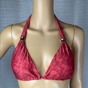 🌟Agua De Coco🌟Chic Swim Bra Red with Gold Accents Top, M